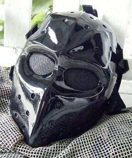 Black Army of two Airsoft BB Paintball Mask Fiberglass Protect Front