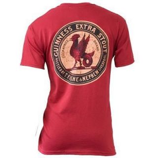 New Guinness Guiness Vintage Label Red Rooster T Shirt XL