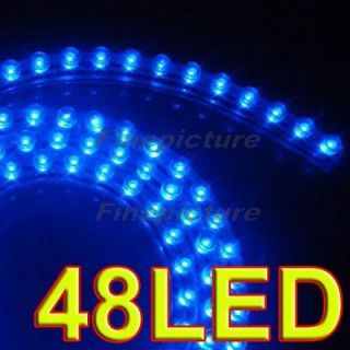 48pcs Super Bright LED Strip Car Lights Flexible Grill Light 12V Blue