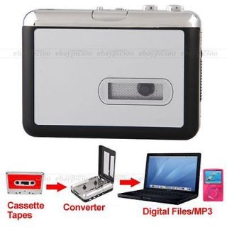 Black Silver Portable USB Cassette Tape Converter to MP3 CD Player