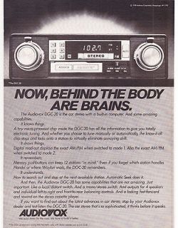 Original Print Ad 1979 AUDIOVOX DGC 20 CAR STEREO Now Behind The Body