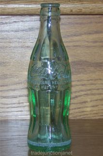 1952 USA EMBOSSED COCA COLA 6 oz GREEN GLASS COKE BOTTLE 52 21 LL