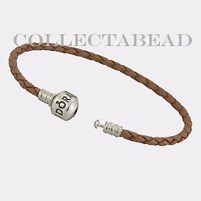Newly listed Authentic Pandora Silver Brown Leather 6.9 Bracelet