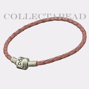 Authentic Pandora Silver Pink Leather Bracelet 6.9