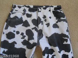 VINTAGE Cow Print Jeans ROPER Black White Juniors Sz 15 Rodeo Cowgirl