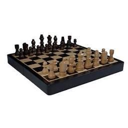 10 7008 Travel Magnetic Folding Black Stained Wood Chess Set