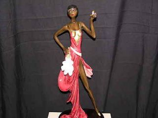One of a Kind A. Santini Art Deco Woman Of Color, Signed by the Artist