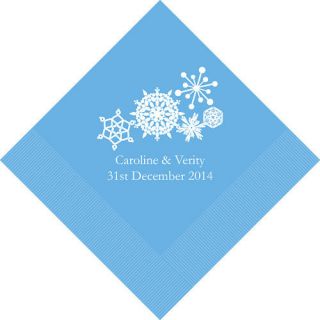 100 Personalized Winter Snowflake Wedding Cocktail Napkins