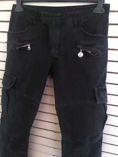 Authentic BALMAIN Black Skinny Biker Cargo Jeans Pants Size 31