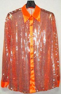 Men Cabaret Disco Fancy Party Dance Stage Singer Glitter Sequin Shirt