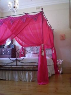 Four Poster Bed Canopy Mosquito Net 155x205cm Hot Pink