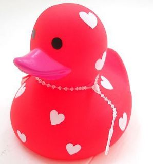 Red Rubber Duck Ducky with Hearts Bath Toy New with Tags