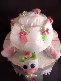 Pink Green TURTLE Diaper Cake TOPPER Baby Shower Decorations