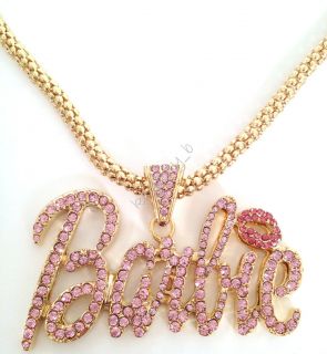 Shimmering Crystal Bling Nicki Minaj 3 LARGE BARBIE Necklace