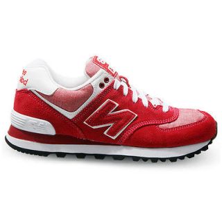 New Balance Classic Traditional 574 Red White Womens Trainers