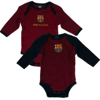 FC Barcelona Football Club Baby Body Suit Vest 2 Pack Long Sleeve TX