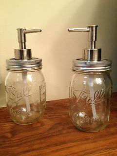 left $ 15 00  blue ball pint mason jar soap lotion dispenser