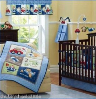 baby Crib Cot Bedding Set Quilt Bumper Sheet Dust Ruffle Transport Boy