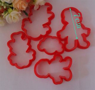 5PCS Red snowman shape mold baking Cookie Cutters Cake Decorating