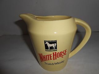 WHITE HORSE BLENDED SCOTCH WHISKEY LIQUOR PITCHER PALE YELLOW CERAMIC