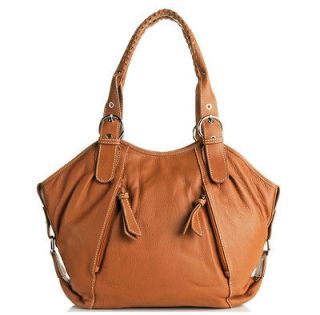 Barr+Barr Leather Bag with Zip Pockets & Whipstitching   Cognac