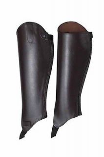 New Horse Riding Chaps Brown Leather 40cm Calf & 34cm Zip