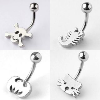 New 14G Stainless Steel Superman Barbell Bars Curved Belly Navel Ring