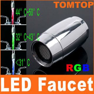 No Battery RGB Glow Water LED Faucet Temperature Sensor