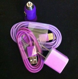 Barnes Noble Nook 3 Foot & 6 Ft Color Cable Wall Car Charger Purple