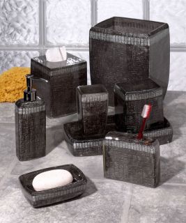 Abboud Black Rattan Design Bath Accessories Bathroom Collection