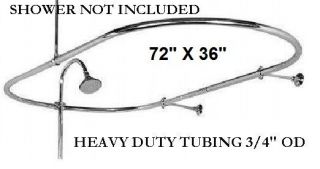 ANTIQUE OVAL BATHTUB SHOWER CURTAIN ROD TUB ENCLOSURE 72X36 RING