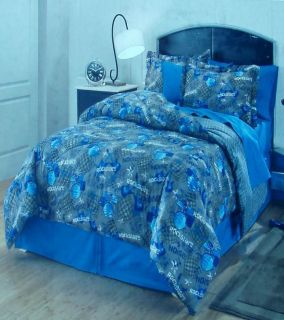BLUE GRAY TWIN COMFORTER SHEETS SHAM BEDSKIRT 6PC BEDDING NEW