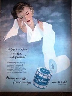1950 Soft Weve Bath Toilet Tissue Paper Pretty Lady Color Ad