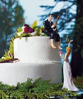 Fishing Groom Figurine & Reaching Bride Figurine   Wedding Cake