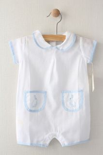 Pixie Lily Batiste Romper with Collar Blue Bunny