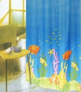 NIB Colorful fish Waterproof Shower Curtain(12 Free Hooks)180*200