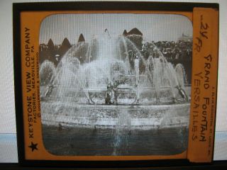 Antique 30s/40s French Magic Lantern Glass Slide Grand Fountain