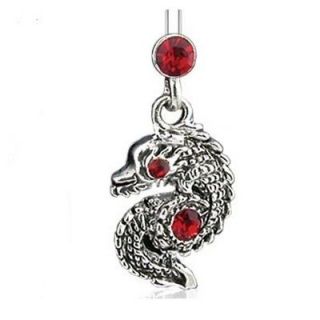 CHAMELEON BELLY RING RED CRYSTAL NAVEL A124 BUTTON PIERCING JEWELRY