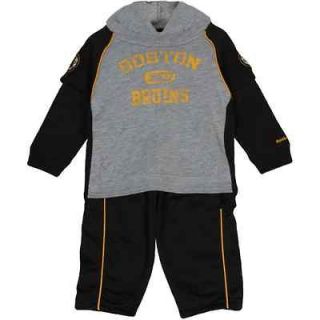Reebok Boston Bruins Infant Faux Layer Shirt & Pants Set   Black/Ash