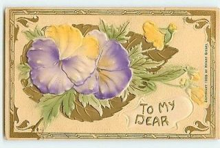 4666 To My Dear Greeting c1908 Bas Relief Embossed Flowers Henry