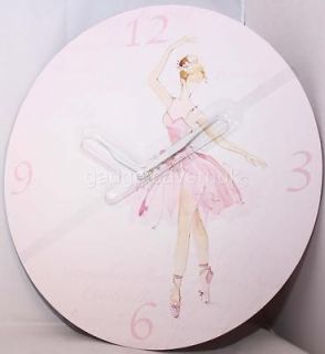 Dancing Ballerina Wooden Wall Clock 33cm (JB0598)