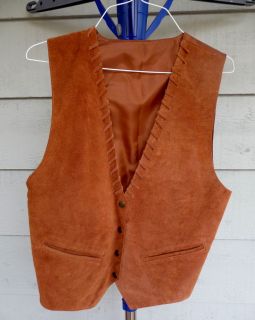 Womens Brown Leather Vest H L Spencer Size M Lined Snap Front