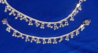 silver chain bells Lot 2 anklet ankle bracelet Indian foot jewelry