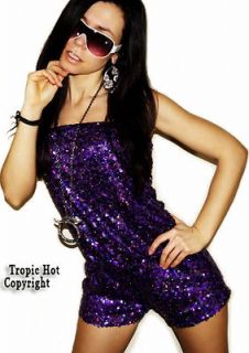NEW Sexy Purple Sequin Trim Strapless Clubwear Jumper / Romper