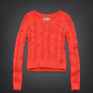 NEW HOLLISTER Womens NWT BELMONT SHORE Cable Knit Crew Wool Blend