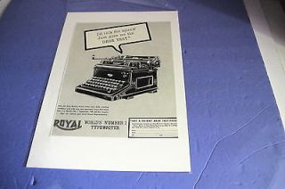 1937 ROYAL Typewriter ad DESK TEST Vintage POSTER SIZE Ad 11 / 9