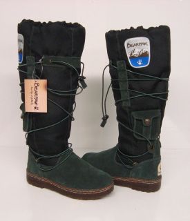 BEARPAW BOREAL WOMENS COW SUEDE WATERPROOF SNOW BOOTS 1277W GREEN