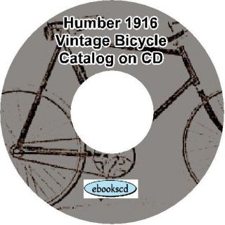 HUMBER 1916 vintage bicycle & motorcycle motor cycle catalog on CD
