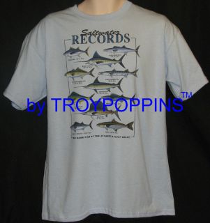 SALTWATER RECORDS FISH GAME SPORTS FISHING GEAR 2X 3X T SHIRT GRAPHIC