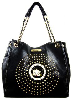 Licensed Rhinestone Studded Betty Boop Bowling Style Chain Tote Purse